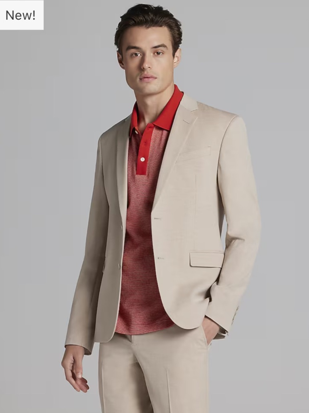 Egara Skinny Fit Beige Suit Jacket